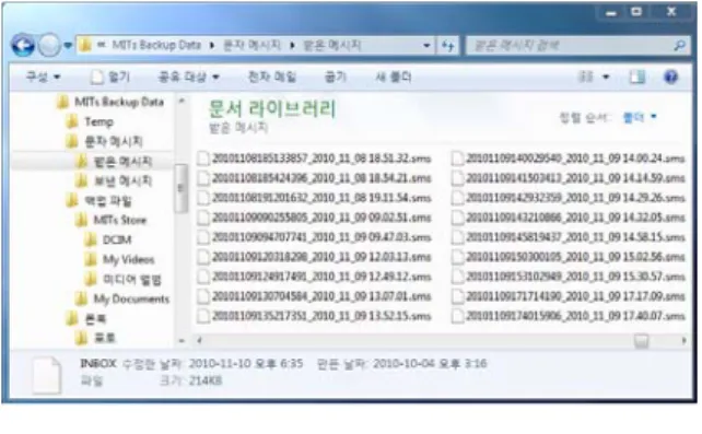 그림  2.  옴니아  백업  파일 Fig.  2.  Omnia  file  backup