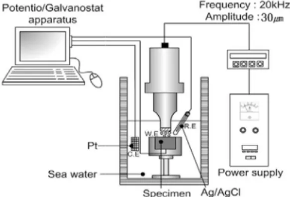 Figure 2: Comparison of the natural potential with  cavitation condition for STS 304 in seawater