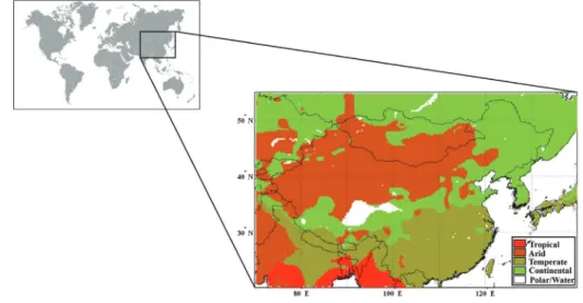 그림 3. 동아시아 지역별 기후대(Zohaib et al. 2017)  