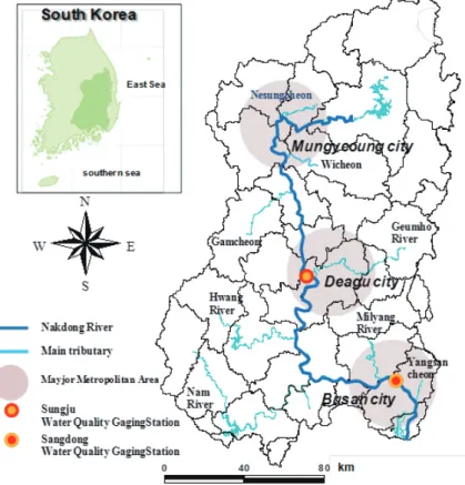 Fig. 7. Study site for water quality prediction (Kim, 2014; Kim and Seo, 2015a)