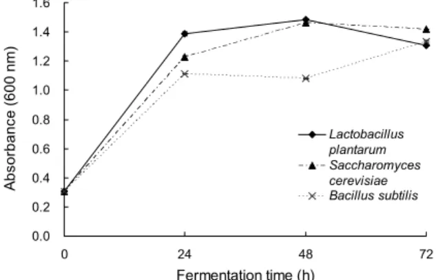 Fig. 2. Total phenol contents of S. crispa stipe extract fermented  with three different microbial strains