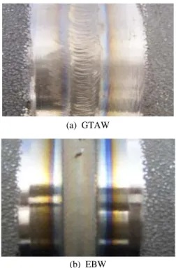 Figure 3는  GTAW  용접  및  EBW  용접에  의한  판재의  사진을  나타낸  것이다[8]. 