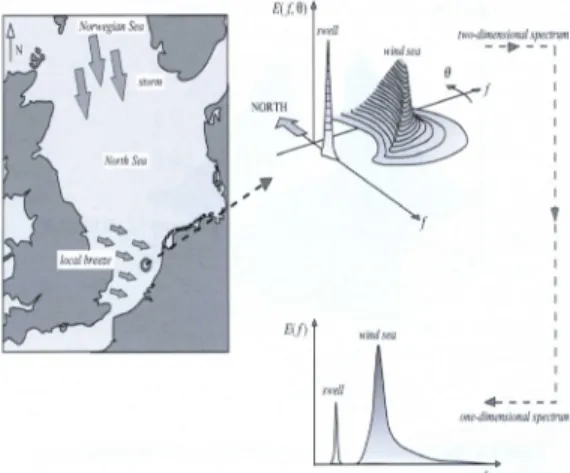 Figure 13: An interpretation of the wave spectrum a  northerly swell and a westerly wind sea[8]