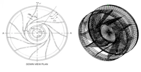 Figure 1: Schematic diagrams of a turbine with  guide vanes and flow separation on the surface side  of a runner vane