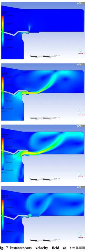 Fig. 6 Temporal evolution of the valve-disc  displacement at      bar
