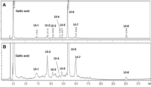 Table 1. Relative amounts of individual unidentified metabolite  in the different reacted mixtures