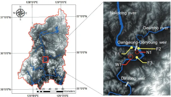 Fig. 3. Study area, Nakdong river basin