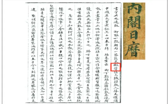 그림 20. 1781년 9월 19일『내각일력(內閣日曆)』 에도‘채소와 과일 고추장이 갖추어졌다(蔬果椒醬俱焉)’ 는 내 용이 기록되어 있음. 그러나 임진왜란 직후의 문헌인『사의경험방(四醫經驗方)』 (1608~1649) 73) (그림 14-b)과 『보만재총서(保晩齋叢書)』(1716~1787)74)에 보이는‘苦椒’는 무엇으로 설명할 수 있을지, 아마도여기서 나오는 고초가 고추가 아니라고 우기고 싶을 것이다