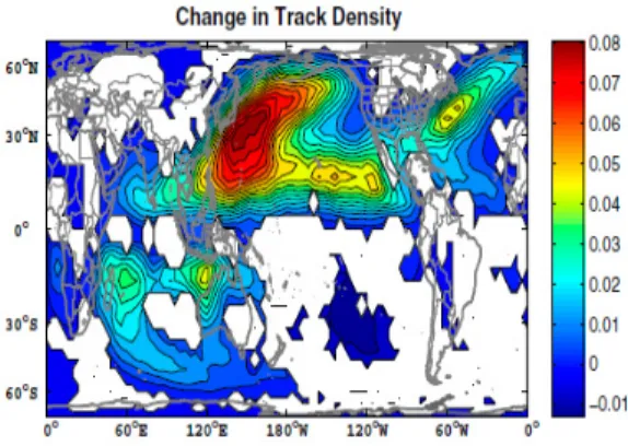 Figure 8 Changes in Track Density voer the 21st century (Emanuel, 2013)