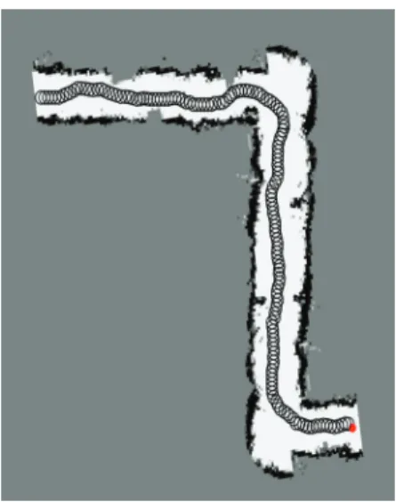 Fig.  6  Navigation  map  and  trajectory  with  obstacles