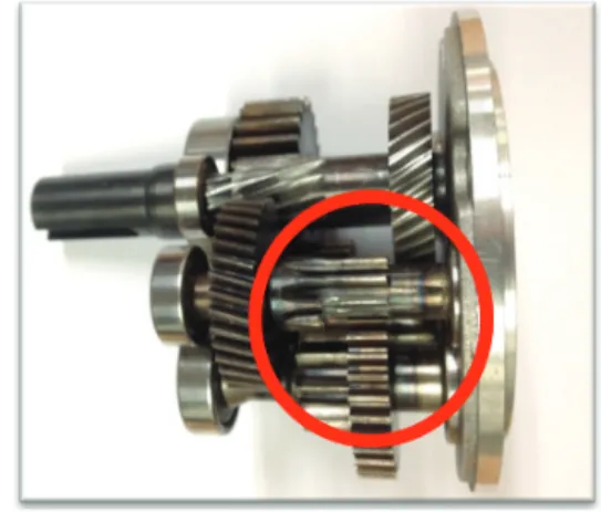 Fig  3  shows  the  failure  condition  of  gear  caused  by  contact  stress  and  bending  stress