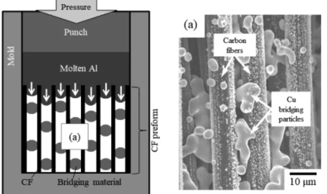 Fig.  1  Illustration  of  low  pressure  infiltration  (LPI)  method  infiltrating  molten  Al  into  (a)  porous  CFs  preform  for  unidirectional  CF/Al 