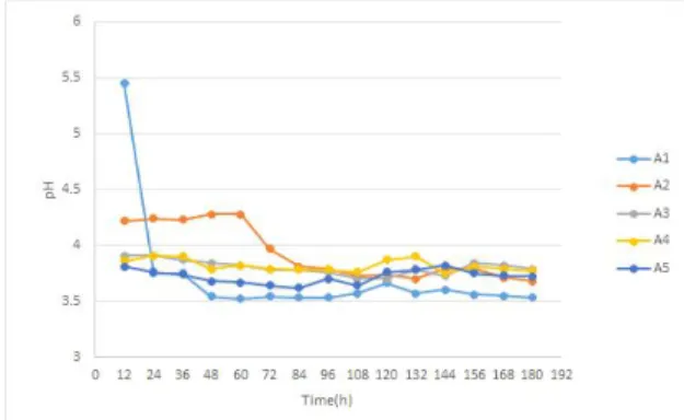 Fig.  5.  pH  value  depend  on  fermentation  time
