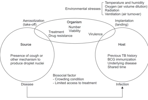 Figure 1. Schematic presentation of fac- fac-tors determining the likelihood of  trans-mitting tuberculosis (TB) infection 8 