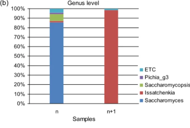 Fig.  4.  Relative  abundance  of  each  phylum,  genus  and  species  level  from  Bontarak  (n)  and  Tarak  (n+1)