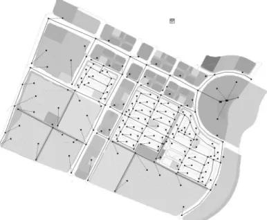Fig. 6.  Configuration  of  network  for  SWMM  application  for  the  study  site.
