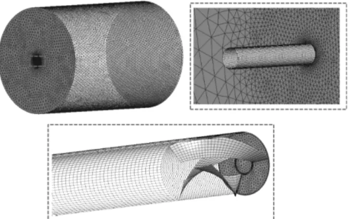 Fig. 5.  Calculation  domain  of  fluid  flow  characteristics  in  the  nozzle  to  which  a  screw  aubage  is  attached.