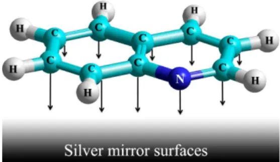 Fig. 5. Plausible adsorption orientation of quinoline onto the silver mirror surface.