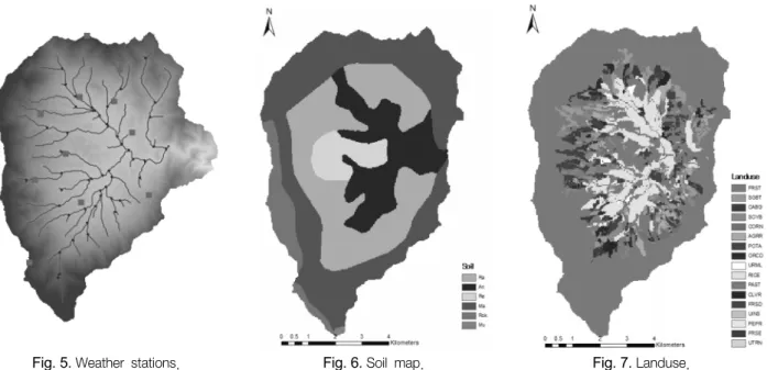 Fig. 5.  Weather  stations.  Fig. 6.  Soil  map. Fig. 7.  Landuse.