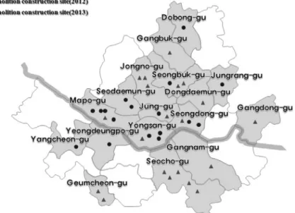 Fig. 1.  Each  demolition  construction  site  in  the  study.