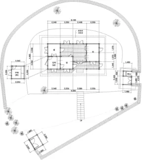 Fig.  2  동곡재사  배치도 2.2  영조척(營造尺)  분석     한국  전통건축은  시간의  흐름에  따라  중건 (重建),  중수(重修)를  거듭하면서  건물이  새로  건립되기도  하고  변형되기도  하며  심지어는  철 거되어  소멸되기도  하는  등  많은  변화를  겪으 면서  오늘에  이른  것이  대부분이다