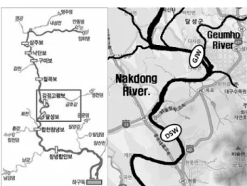 Fig. 1.  Sampling  locations  in  the  middle  area  of  the  Nakdong  River. 