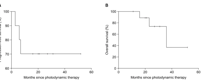 Figure  1.  Progression-free  survival  and  overall  survival  in  the  PDT  patients