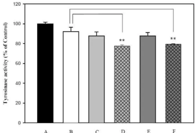 Fig. 3. Tyrosinase activity of the sample extract (final con- con-centration 1000 μg/mL) from Capsicum annuum