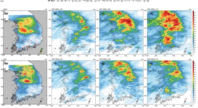 Fig. 5. (a-c) Threat score (solid line) and equivalent threat score (dashed line) of 1-day accumulated precipitation for 24, 48, 72- 72-hr forecasts