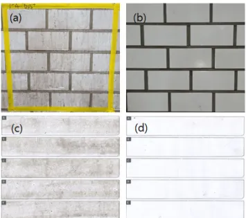 Figure 8. The tile wall surface (a, b) and dust particle collection 