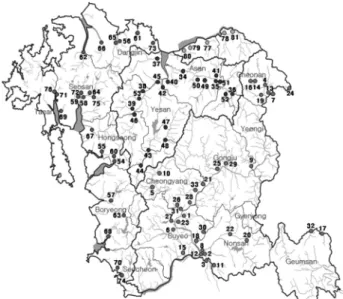 Table  1.  Characteristics  of  watersheds  in  Chungcheongnam-do