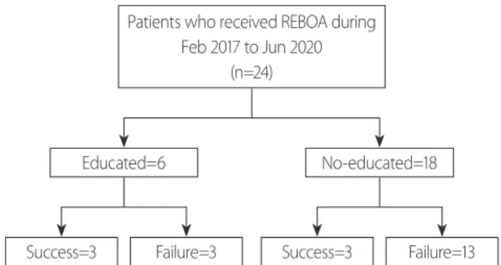 Fig. 1. Flowchart of this study. REBOA: resuscitative endovascular   balloon occlusion of the aorta.