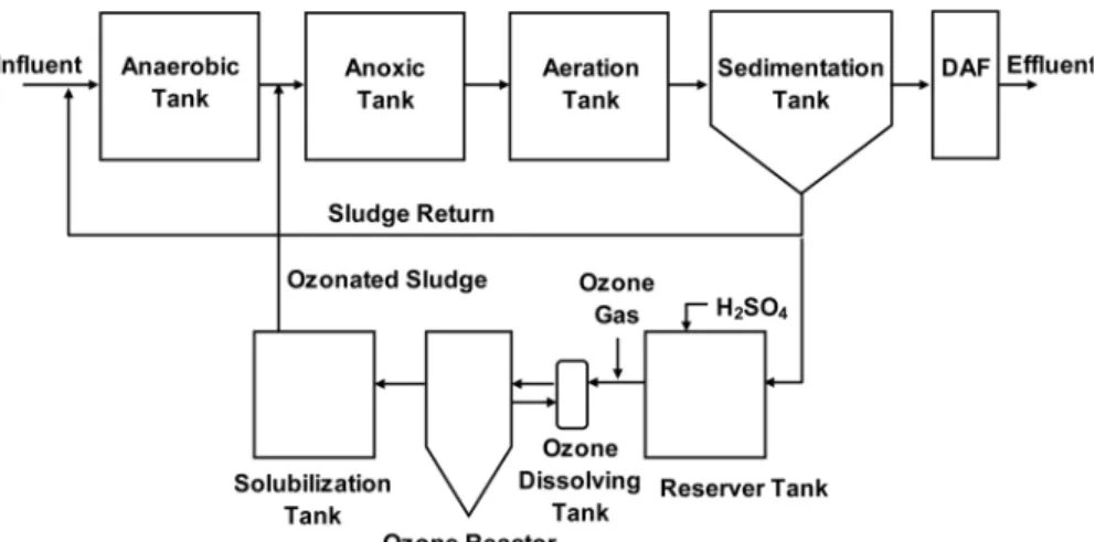 Fig.  1.  Schematics  of  the  pilot-scale  activated  sludge  system  coupled  with  ozonation  process.나게  된다