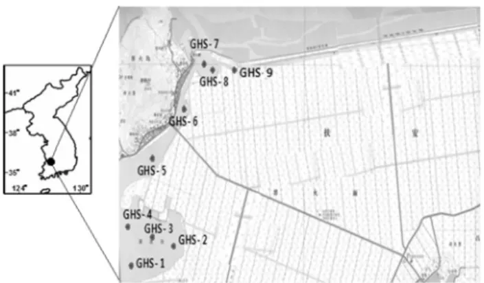Fig.  1.  Sampling  points  in  Gyehwa  reservoir.