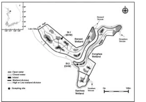 Fig. 1. Map showing the sampling sites in the Sihwa Constructed Wetland (CW).