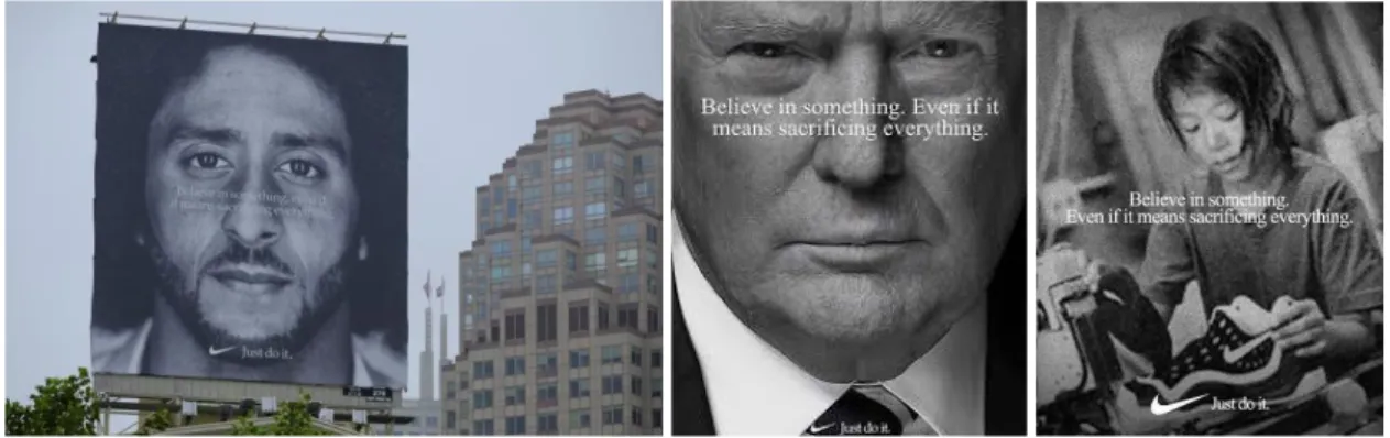 Figure 2. Nike’s 2018 advertisement and consumer-generated ads.   