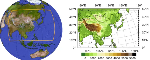 Figure 1. The domain of CORDEX-EA (Coordinated Regional Climate Down-scaling Experiment-East Asia) 