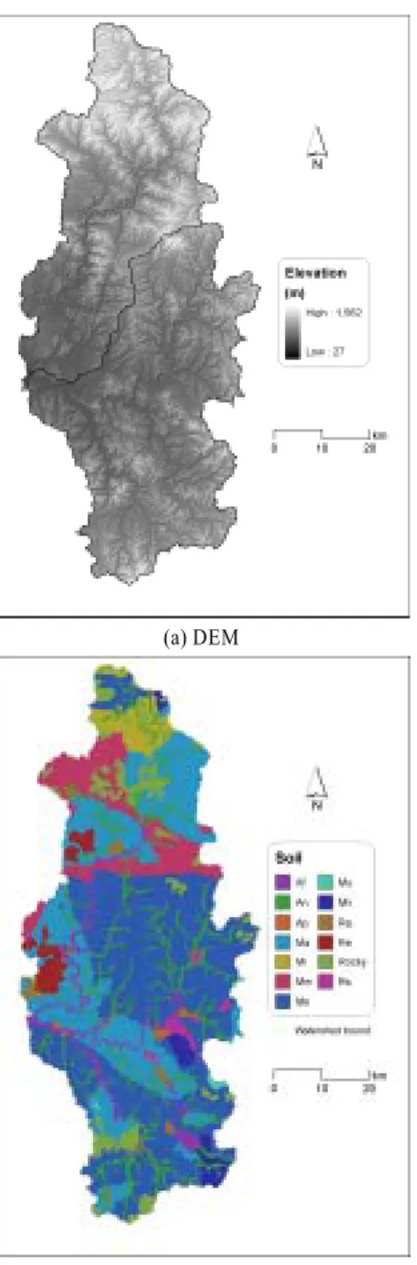Fig. 1. Spatial distribution of geophysical characteristics in Imha-Andong watershed