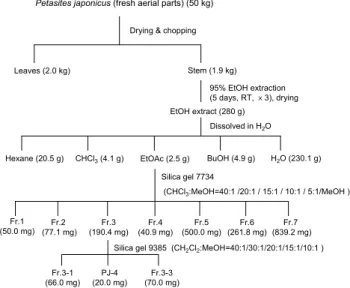Fig. 1. Scheme of activity-guided fractionation of the stems  of  P etasites japonicus