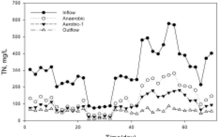 Fig. 13. TP removal as a function loading rate.