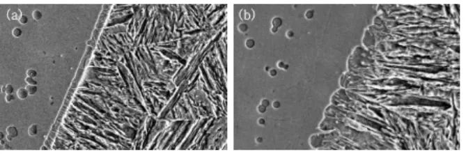 Fig. 7  Magnified SEM images at brazed interface show- show-ing the lower load(a) and higher load(b)