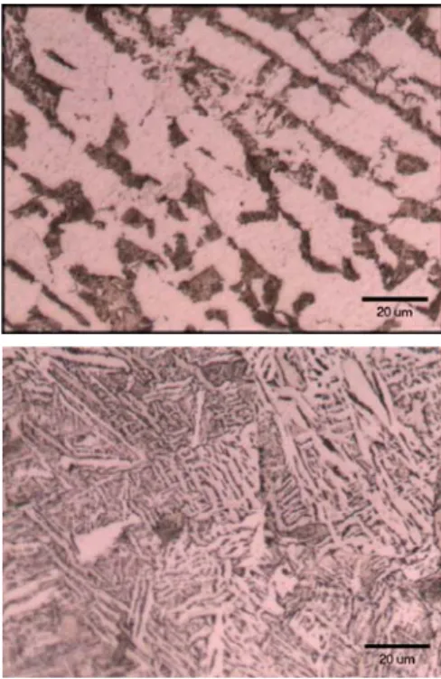 Fig. 7 Microstructures of base metal (A516) and weld  metal (ER 70 S-6)