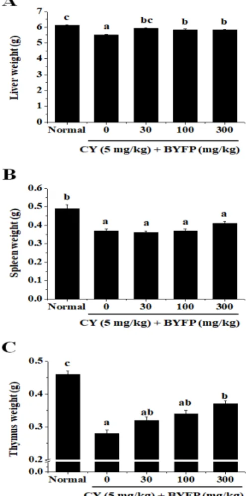 Fig.  3.  Effects  of  BYFP  on  blood  components  in  Cy-treated  rats. 