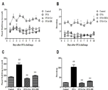 Fig.  2.  The  nasal  rubbing  symptom  score  of  OVA-induced  allergic  rhinitis  mouse
