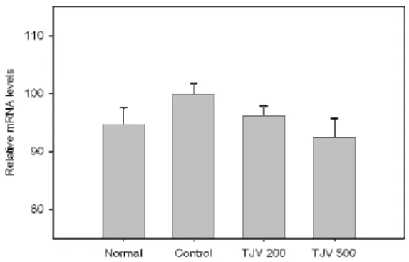 Fig. 6. Effect of TJV on SREBPs mRNA Expression in Liver. The levels of IL-6 mRNA were determined by RT-PCR