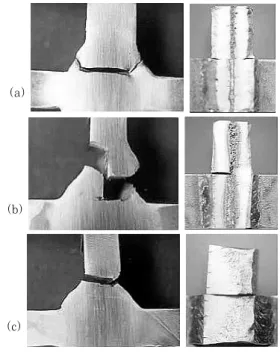Fig.  8  Typical  three  failure  modes  of  cruciform  joints (a) Typical root failure mode (Front  failure  section)  (b)  Typical  mixed  failure  mode  (Front  failure  section)  (c)  Typical  toe failure mode (Front failure section) 구를  체계적으로  수행하므로  
