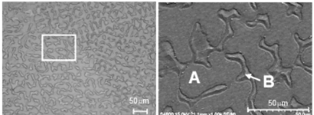 Fig. 3  Microstructure of brazed insert metal matrix  with  respect  to  brazing  current,(1)  O.M,  (2) SEM, (a) 80A, (b) 100A, (c) 120A