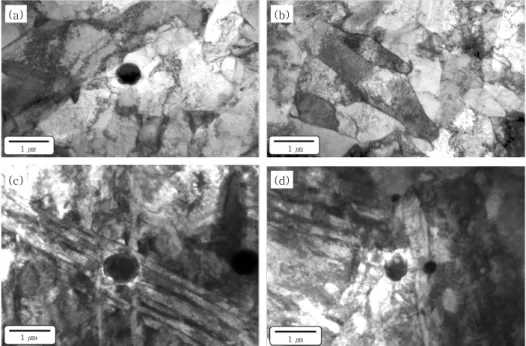 Fig.  5  TEM  micrographs  of  (a)  plate  type  of  acicular  ferrite  in  600  MPa  grade  weld  metal,  (b)  polygonal  ferrite  formed  at  high  temperature  in  600  MPa  grade  weld  metal,  (c)  lath  type  of  acicular  ferrite  in  800 MPa grade 