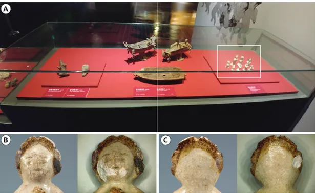 Figure  8.  Exhibition  environments  and  main  damage  condition  of  the  white  porcelain  figurine