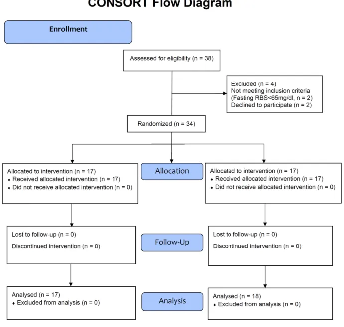 Fig. 2.  CONSORT flow chart. RBS, random blood sugar